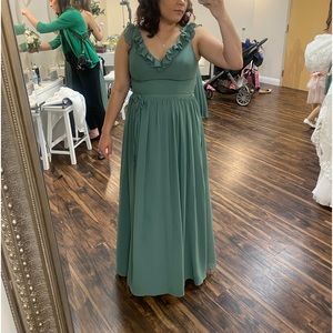 Azazie customized bridesmaid dress in Eucalyptus Size A12